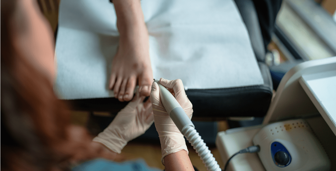 Professional foot care session