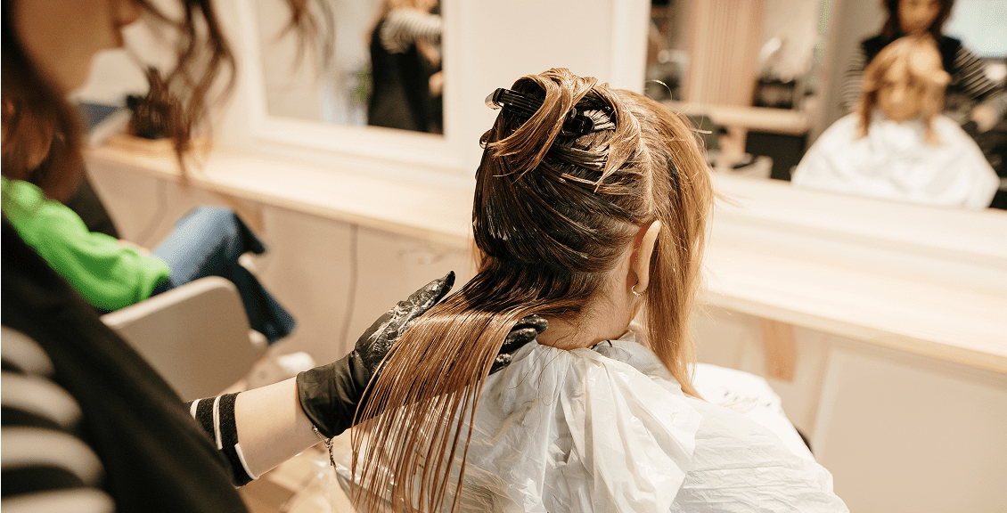 Hair coloring process in salon setting
