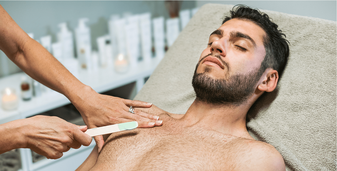 Spa waxing session for man