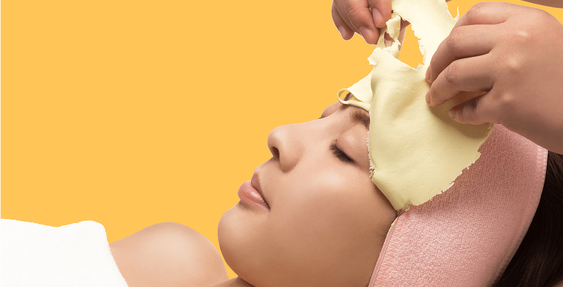 Facial peel treatment on woman's face