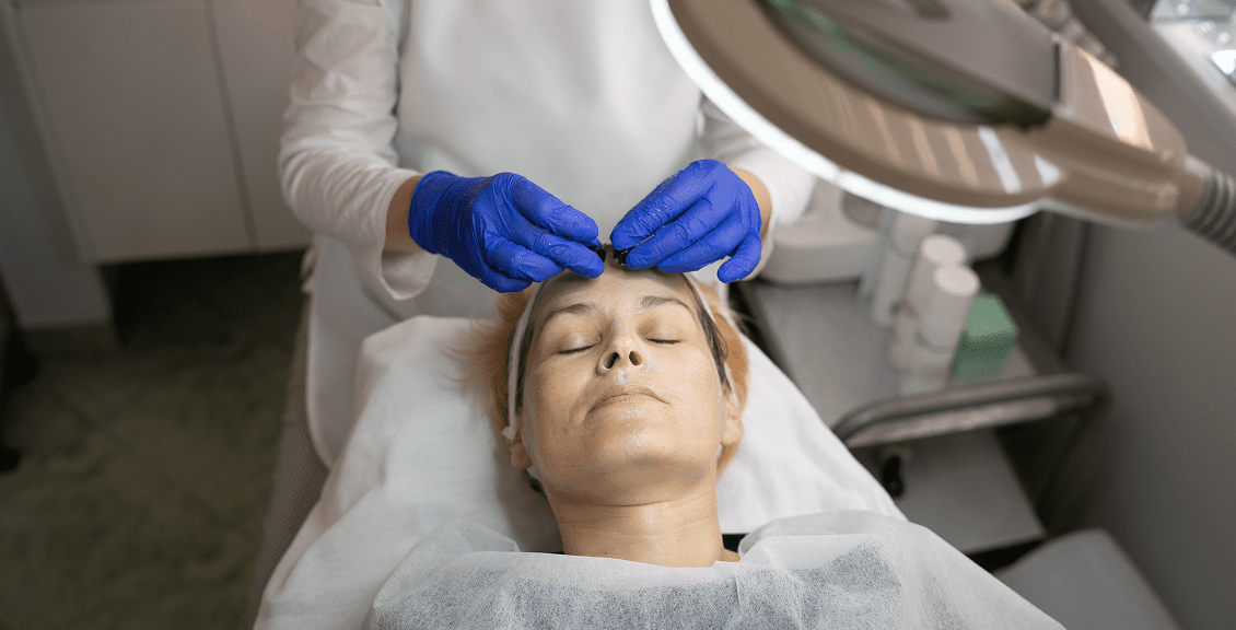 Person receiving a skincare treatment